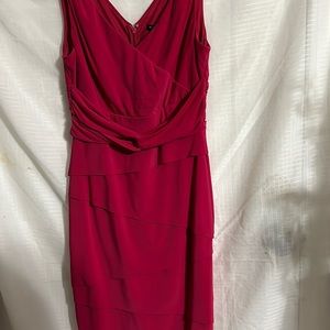 White House Black Market Reddish Pink Sz 8 Ruffled Layers Dress (J22)